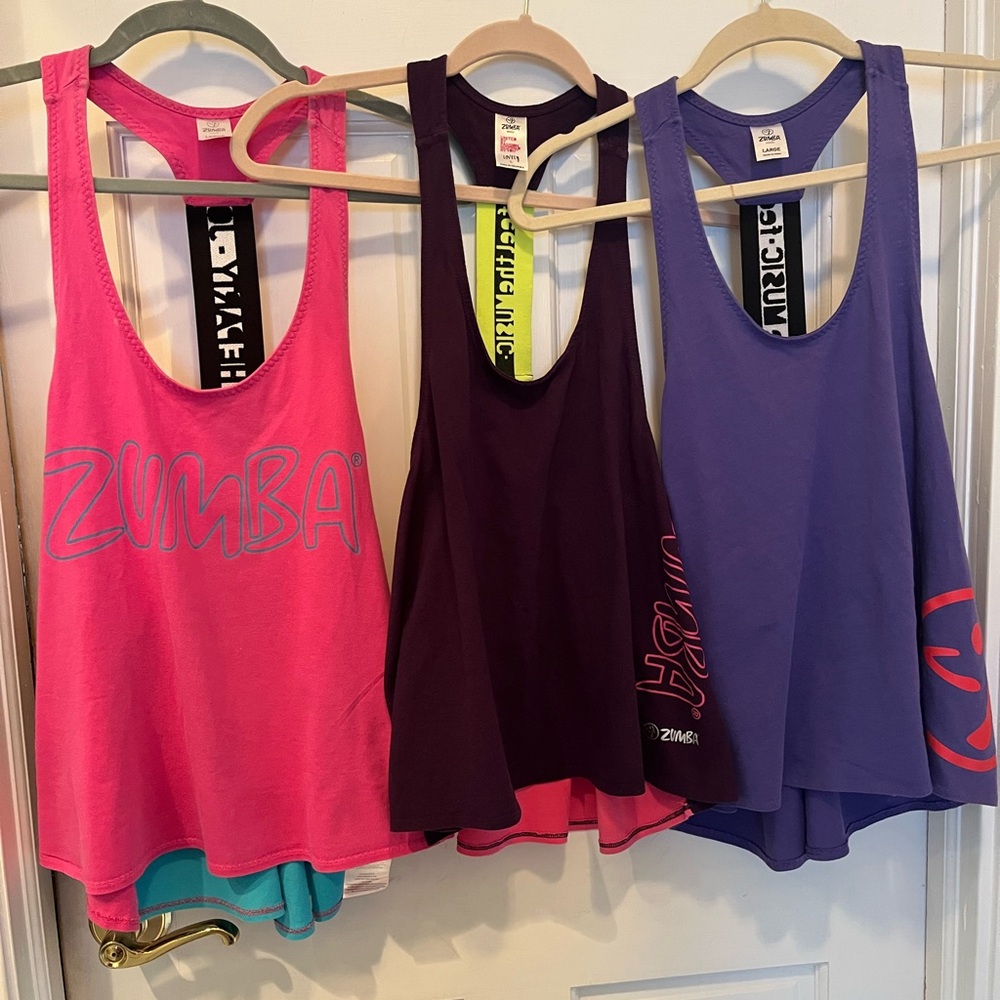 Zumba Fitness Feel The Music T Back Tops Lot Of Three